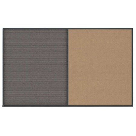 United Visual Products Double Door Radius Corkboard, 48"x36", Hea UV7013RC-SATIN-PUMICE